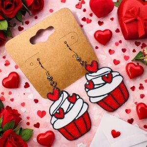 Valentine's day cupcake earrings